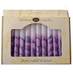 Safed Decorative Shabbat Candles- Purple & Violet