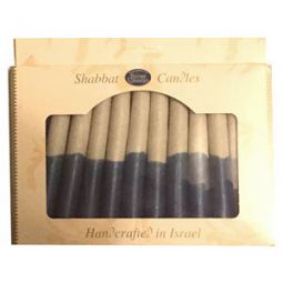 Safed Beeswax Shabbat Candles- Blue & White