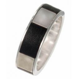 Black Leather & Silver Ring