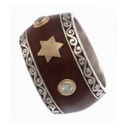 Brown Leather Ring with Designs